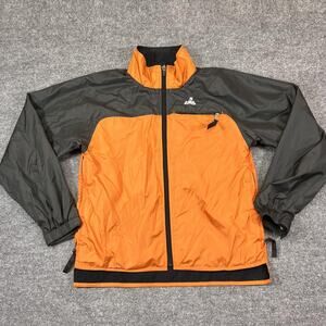 EMS Jacket Womens Small Orange Gray Fleece Lined Windbreaker Full Zip Pockets